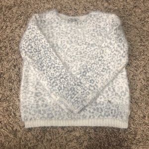 Fuzzy animal print sweater